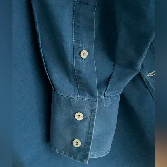 Brunello Cucinelli Mens Basic Fit Button Down Shirt Size L Blue Long Sleeve - Picture 3 of 8